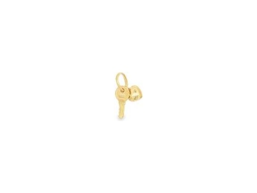 18K Yellow Gold Key and Heart Charm Pendant